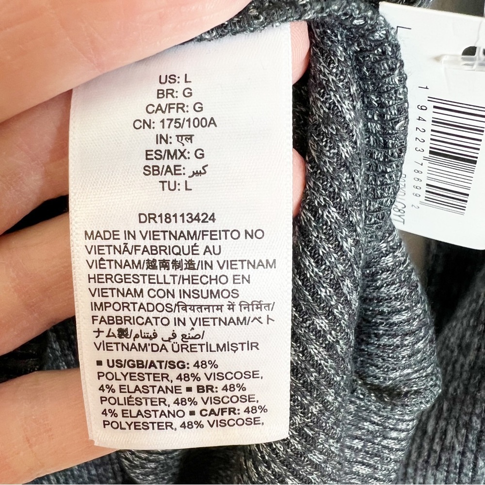 Daily Ritual Ribbed Long Lantern Sleeve Top NWT Charcoal Gray Size Large - Picture 9 of 10